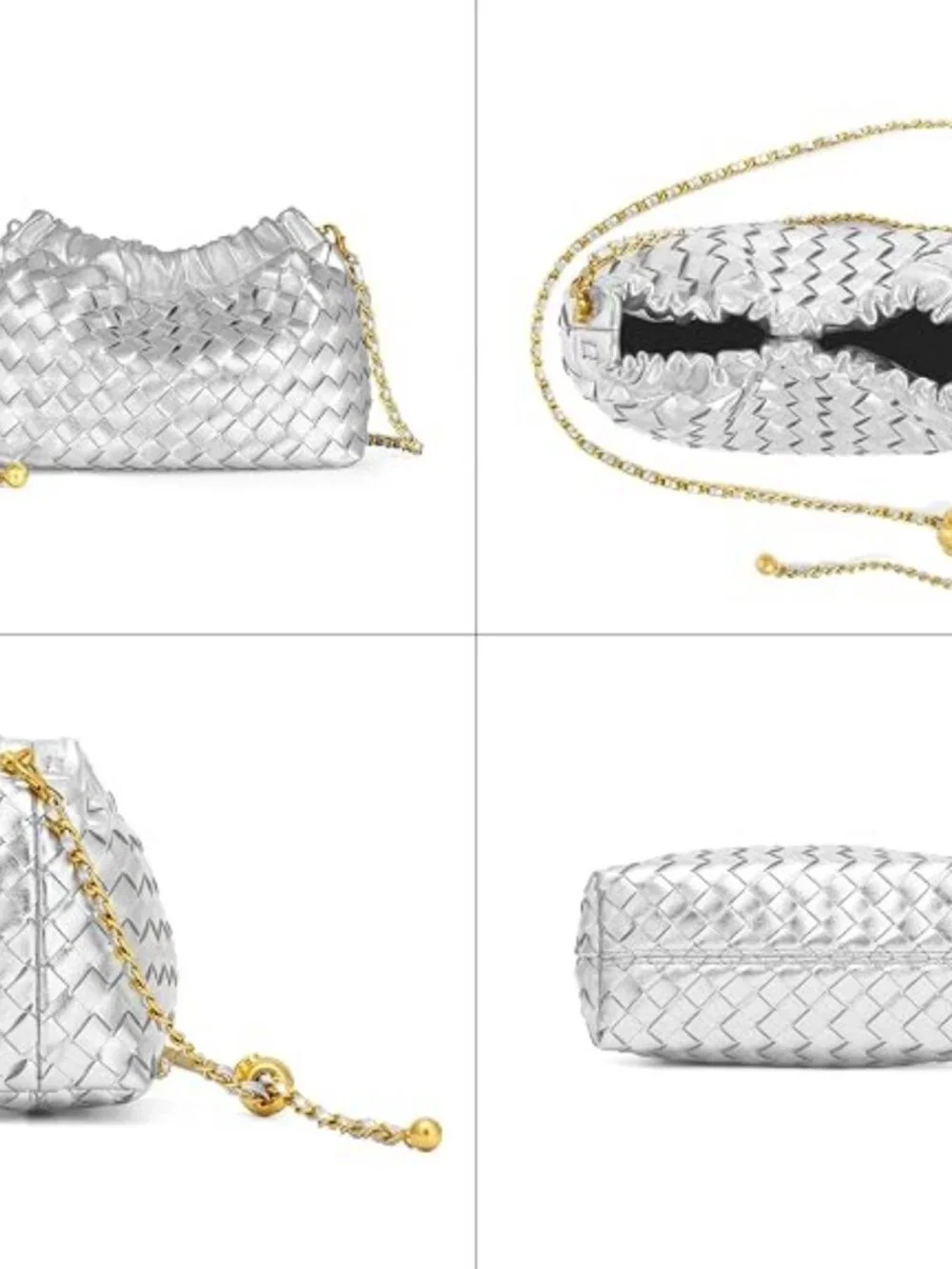 Woven Faux Leather Hobo Crossbody Bag with Detachable Strap